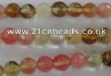 CCY502 15.5 inches 8mm faceted round volcano cherry quartz beads