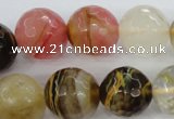 CCY507 15.5 inches 18mm faceted round volcano cherry quartz beads