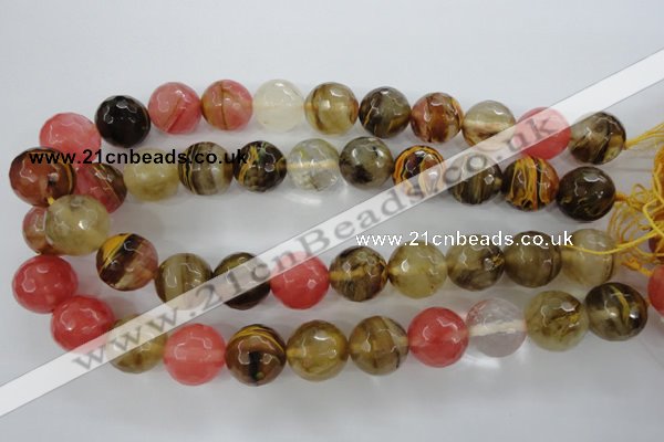 CCY507 15.5 inches 18mm faceted round volcano cherry quartz beads