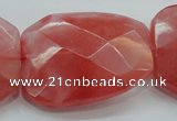 CCY55 15.5 inches 30*40mm twisted & faceted rectangle cherry quartz beads