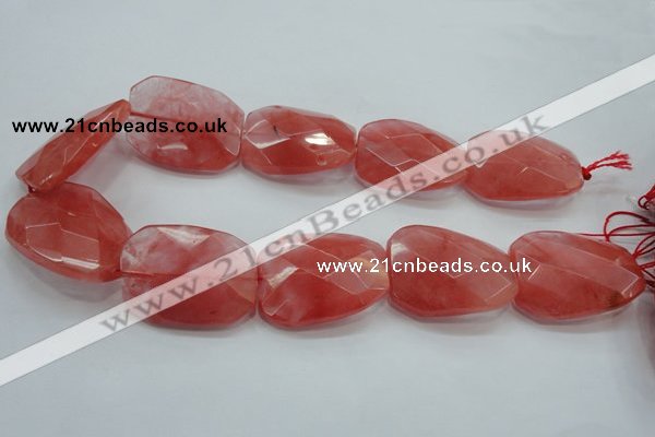 CCY55 15.5 inches 30*40mm twisted & faceted rectangle cherry quartz beads