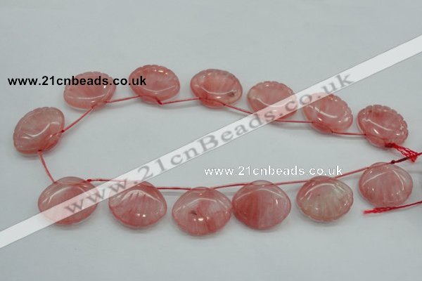 CCY58 25*30mm top-drilled conch cherry quartz beads wholesale