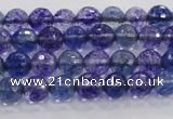 CCY601 15.5 inches 6mm faceted round blue cherry quartz beads