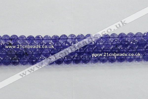 CCY603 15.5 inches 10mm faceted round blue cherry quartz beads