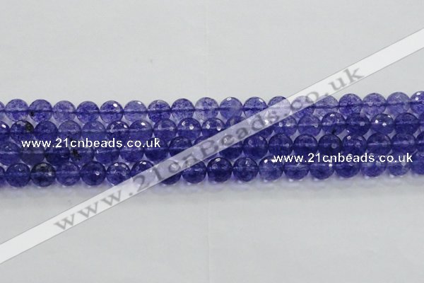 CCY604 15.5 inches 12mm faceted round blue cherry quartz beads