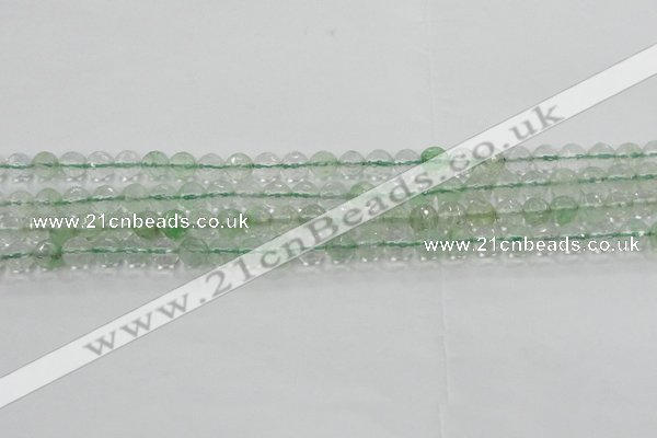 CCY611 15.5 inches 6mm faceted round green cherry quartz beads