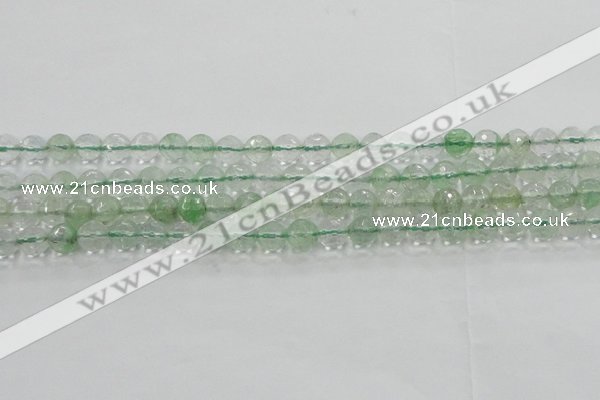 CCY612 15.5 inches 8mm faceted round green cherry quartz beads