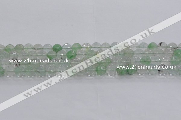 CCY613 15.5 inches 10mm faceted round green cherry quartz beads