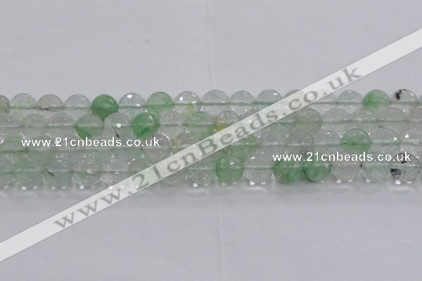 CCY615 15.5 inches 14mm faceted round green cherry quartz beads