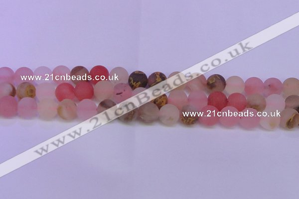 CCY621 15.5 inches 6mm round matte volcano cherry quartz beads