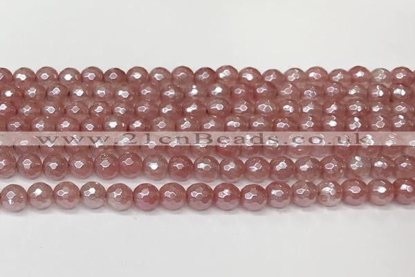 CCY665 15 inches 6mm faceted round AB-color cherry quartz beads