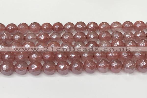 CCY667 15 inches 10mm faceted round AB-color cherry quartz beads