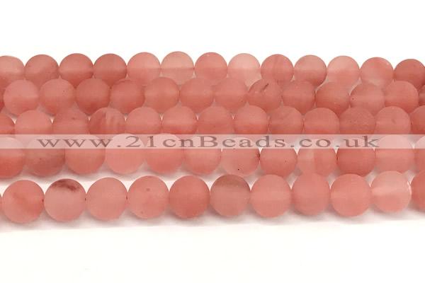 CCY674 15 inches 12mm round matte cherry quartz beads