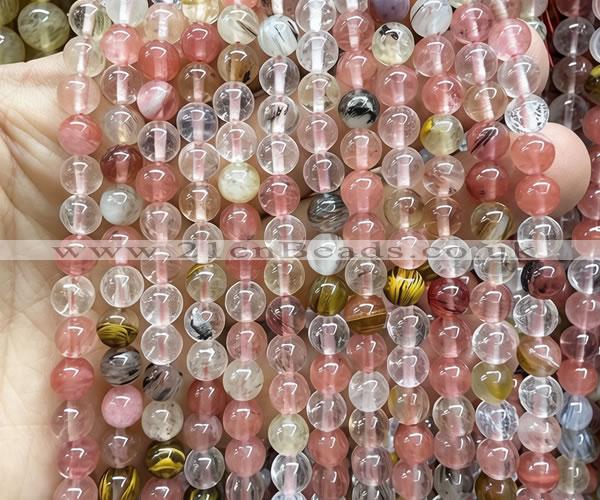 CCY687 15 inches 6mm round volcano cherry quartz beads