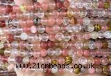 CCY687 15 inches 6mm round volcano cherry quartz beads
