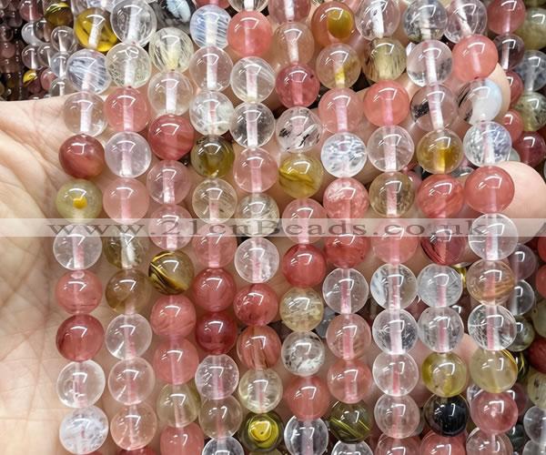 CCY688 15 inches 8mm round volcano cherry quartz beads