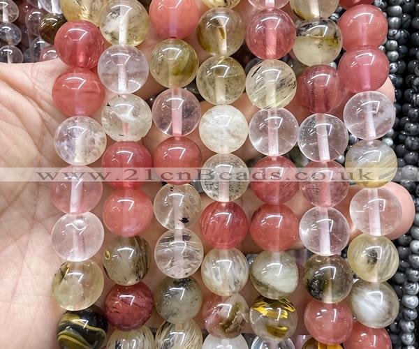 CCY690 15 inches 12mm round volcano cherry quartz beads
