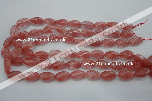 CCY70 15.5 inches 12*20mm twisted oval cherry quartz beads wholesale