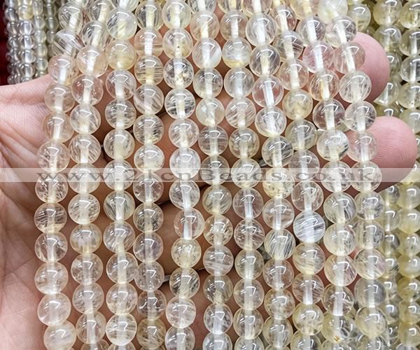 CCY701 15 inches 6mm round yellow watermelon beads