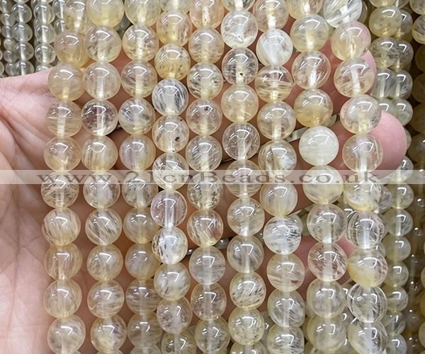 CCY702 15 inches 8mm round yellow watermelon beads