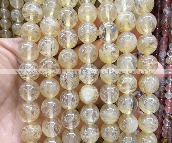 CCY704 15 inches 12mm round yellow watermelon beads