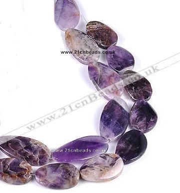 CDA03 twisted oval dogtooth amethyst quartz beads Wholesale