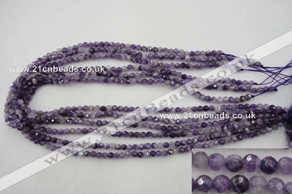 CDA150 15.5 inches 4mm faceted round dogtooth amethyst beads