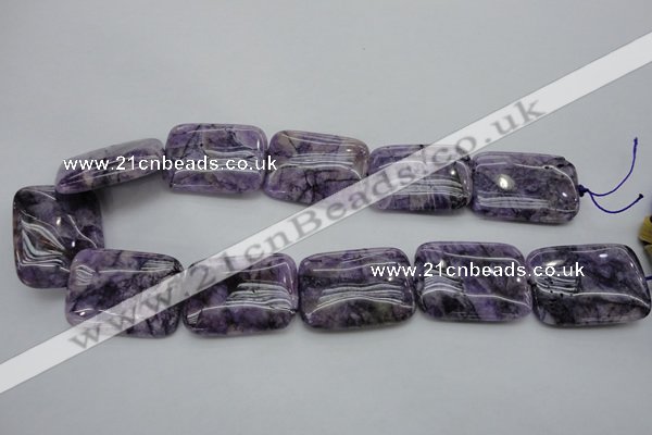 CDA312 15.5 inches 25*35mm rectangle dyed dogtooth amethyst beads