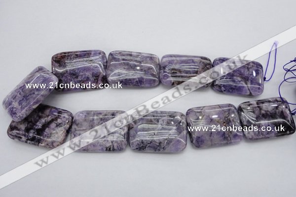 CDA313 15.5 inches 30*40mm rectangle dyed dogtooth amethyst beads