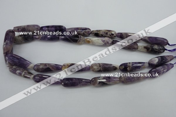CDA32 15.5 inches 10*30mm faceted teardrop dogtooth amethyst beads