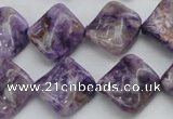 CDA320 15.5 inches 15*15mm twisted diamond dyed dogtooth amethyst beads