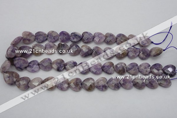 CDA325 15.5 inches 16*16mm faceted heart dyed dogtooth amethyst beads