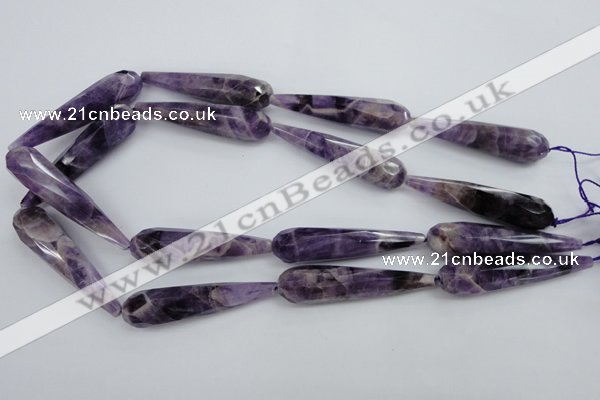 CDA33 15.5 inches 12*50mm faceted teardrop dogtooth amethyst beads