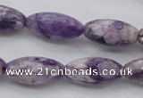 CDA334 15.5 inches 10*20mm faceted rice dyed dogtooth amethyst beads