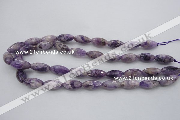 CDA334 15.5 inches 10*20mm faceted rice dyed dogtooth amethyst beads