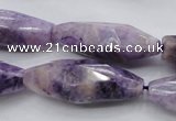 CDA335 15.5 inches 14*35mm faceted rice dyed dogtooth amethyst beads