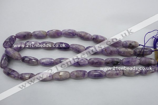 CDA338 15.5 inches 10*22mm faceted drum dyed dogtooth amethyst beads