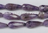 CDA340 15.5 inches 8*20mm faceted teardrop dyed dogtooth amethyst beads