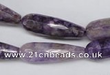 CDA341 15.5 inches 10*30mm faceted teardrop dyed dogtooth amethyst beads