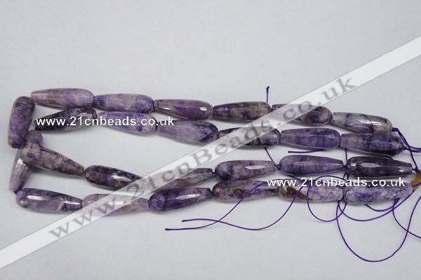 CDA341 15.5 inches 10*30mm faceted teardrop dyed dogtooth amethyst beads