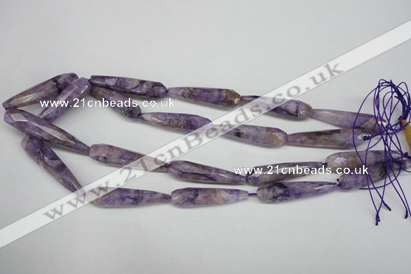 CDA342 15.5 inches 10*40mm faceted teardrop dyed dogtooth amethyst beads