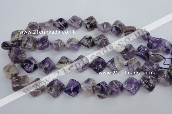 CDA39 15.5 inches 16*16mm twisted diamond dogtooth amethyst beads