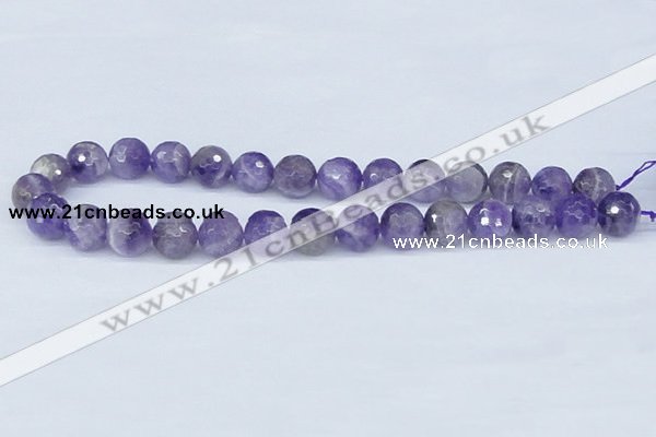 CDA62 15.5 inches 14mm faceted round dogtooth amethyst beads