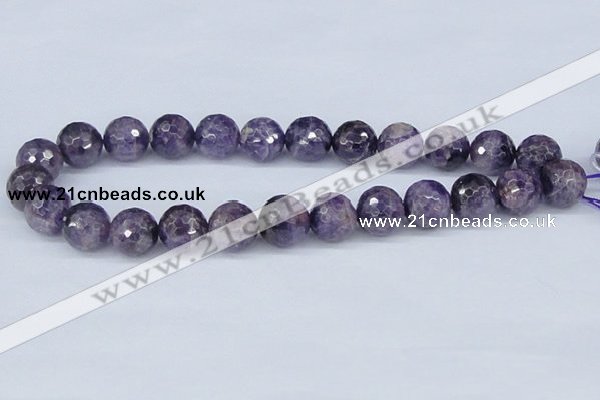 CDA63 15.5 inches 16mm faceted round dogtooth amethyst beads