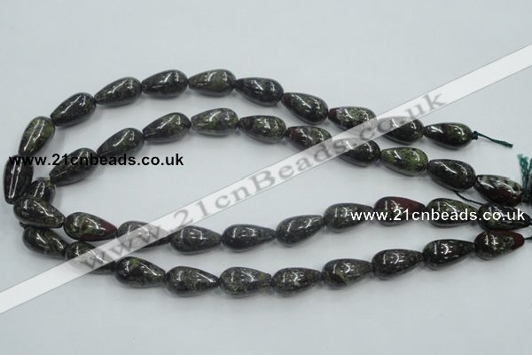 CDB203 15.5 inches 10*20mm teardrop natural dragon blood jasper beads