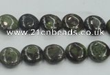 CDB205 15.5 inches 10mm flat round natural dragon blood jasper beads