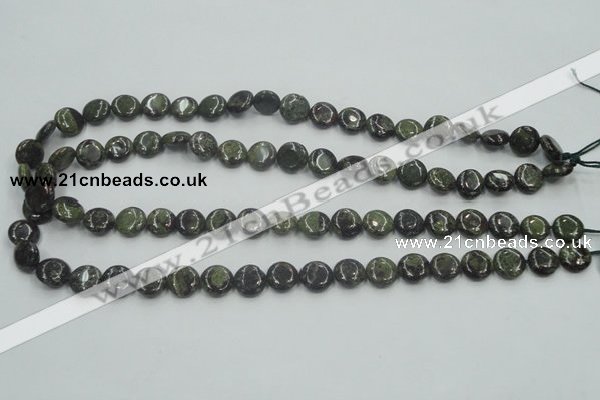 CDB205 15.5 inches 10mm flat round natural dragon blood jasper beads