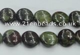 CDB206 15.5 inches 12mm flat round natural dragon blood jasper beads