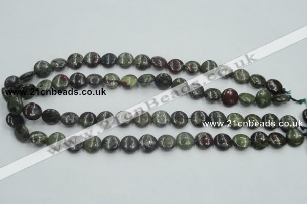 CDB206 15.5 inches 12mm flat round natural dragon blood jasper beads