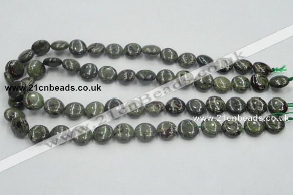 CDB207 15.5 inches 14mm flat round natural dragon blood jasper beads